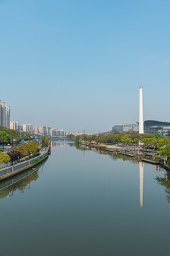 上海长宁区苏州河景观走廊风光