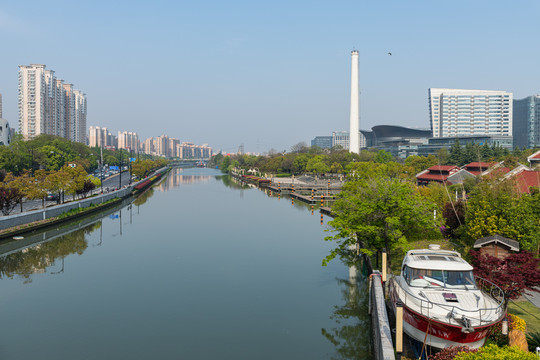 上海长宁区苏州河景观走廊风光