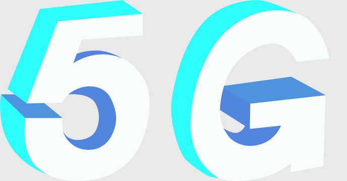扁平科技蓝色调5G字体图标