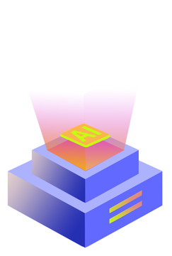 扁平蓝橙色信息科技AI芯片插画