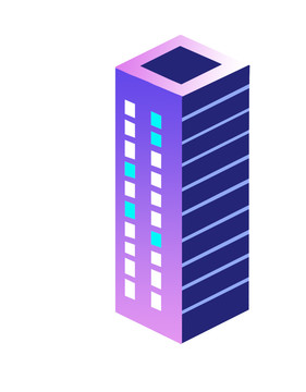 扁平紫色科技大楼高楼大厦插画
