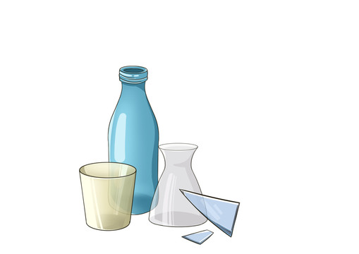 简笔画垃圾分类玻璃制品垃圾素材