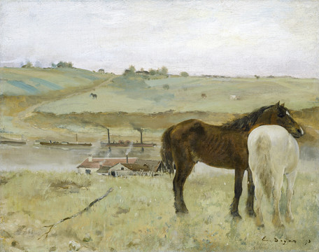 埃德加·德加草原的马