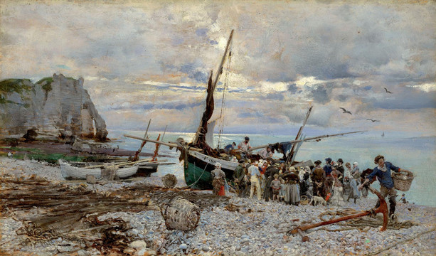 乔瓦尼波蒂尼海滩风景油画
