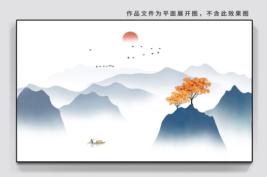 新中式山水壁画挂画