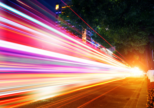 上海浦东陆家嘴城市道路夜景