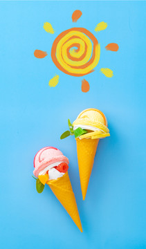 冰淇淋彩色小清新夏季