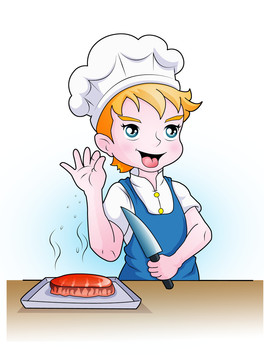 牛排厨师卡通