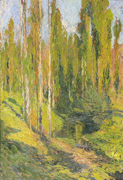 亨利马丁白桦树抽象油画
