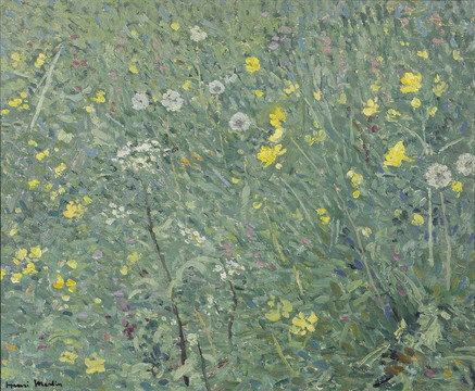 亨利马丁野花花卉清新点彩抽象风景