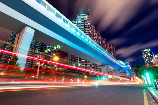 上海浦东陆家嘴城市道路和高楼