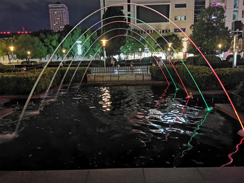 彩色灯光效果音乐喷泉