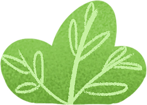 手绘绿色植物卡通绿叶小草插画