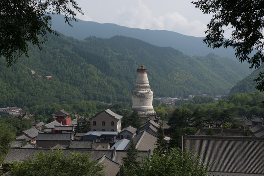 五台山上的佛教寺庙佛塔建筑