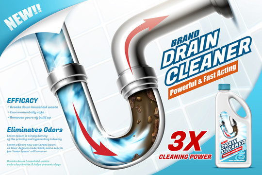 水管清洁剂三维广告模版