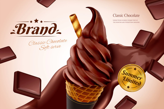 巧克力蛋卷冰淇淋广告