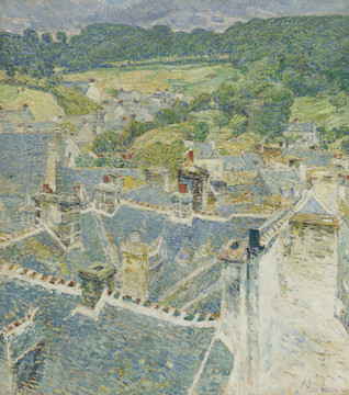 蔡尔德·哈萨姆城镇风景油画