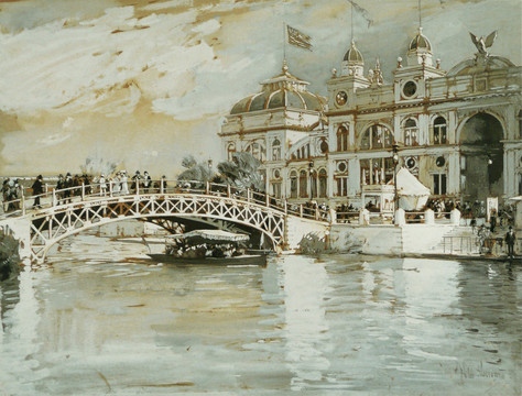 蔡尔德·哈萨姆桥风景油画