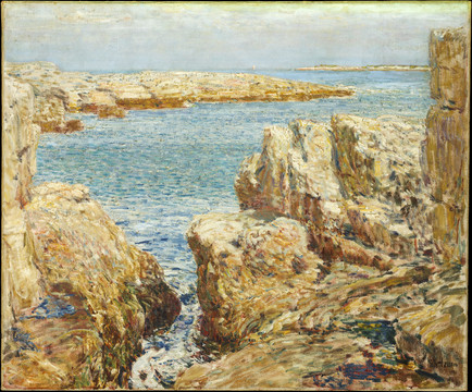 蔡尔德·哈萨姆海岸岩石风景油画