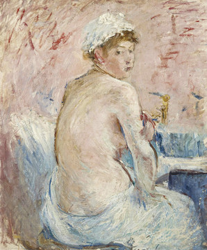 贝尔特·莫里索赤裸上身的女子背影油画