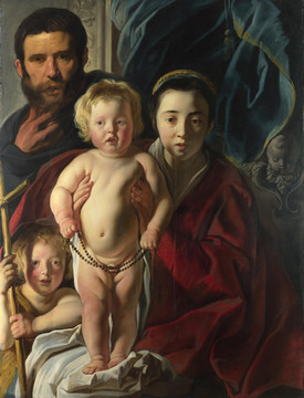 雅各布·乔登斯一家人油画