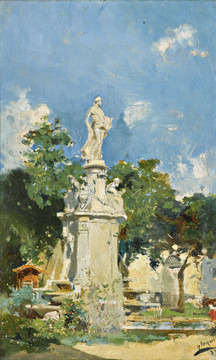 华金索罗拉阿波罗喷泉雕塑油画