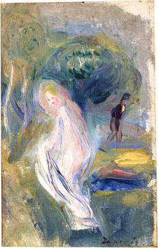 雷诺阿裸体背景人物抽象油画