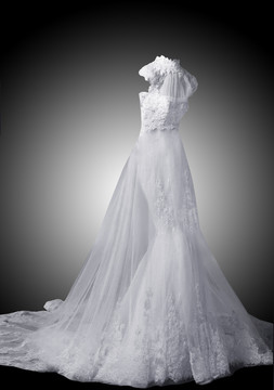 婚纱照换服装透明图层侧身古典纱