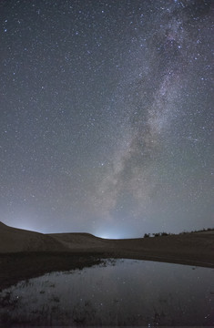 沙漠湖边的银河