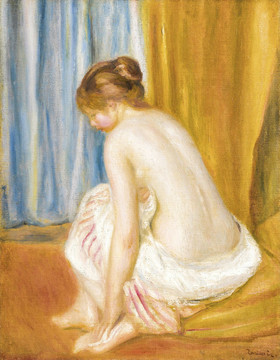 雷诺阿沐浴的女人油画