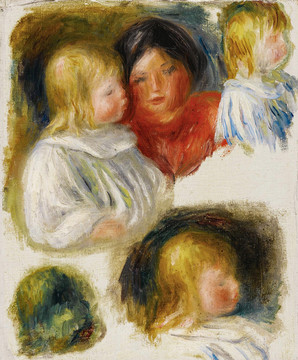 雷诺阿妇女与儿童油画