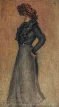 雷诺阿站着的女人油画