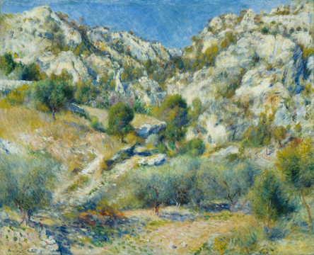 雷诺阿峭壁风景油画