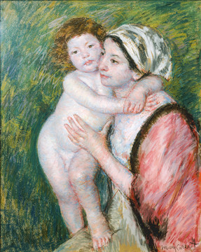 玛丽·卡萨特母爱油画