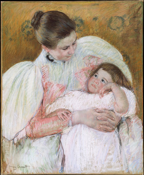 玛丽·卡萨特母亲和女儿油画