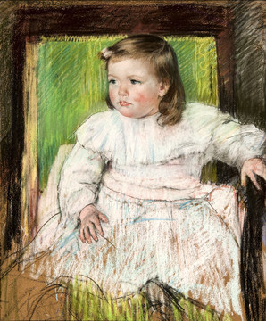 玛丽·卡萨特沙发上的小女孩油画