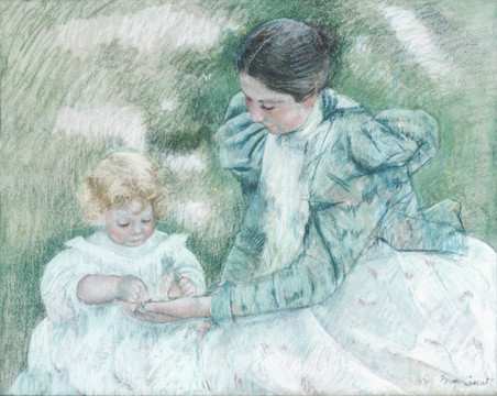 玛丽·卡萨特母子油画