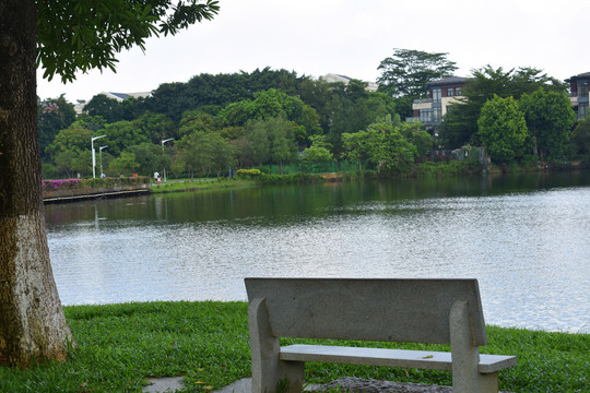 松山湖松湖烟雨风景