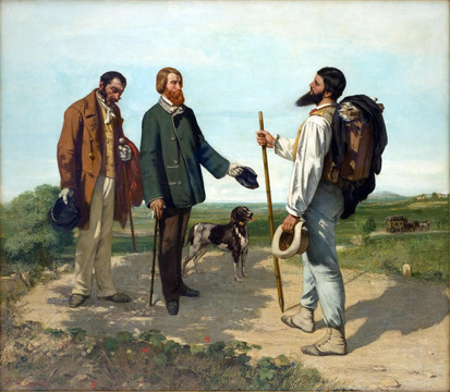 居斯塔夫·库尔贝男子徒步旅行油画