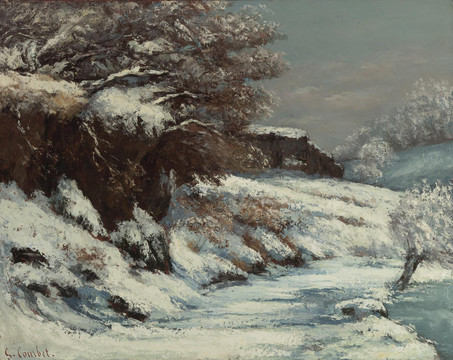 居斯塔夫·库尔贝雪景风景油画