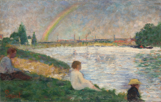乔治·修拉修拉塞纳河彩虹风景油画