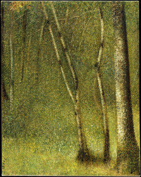 乔治·修拉在蓬陶贝尔的森林油画
