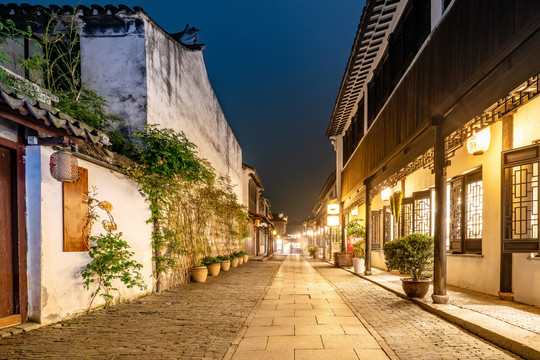 乌镇街景夜景