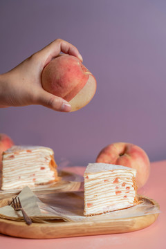 水蜜桃千层蛋糕