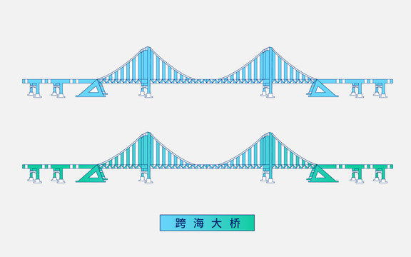 跨海大桥矢量插画