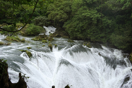 贵州天星桥银练坠潭瀑布自然风景