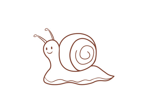 手绘动物卡通爬行的蜗牛简笔画