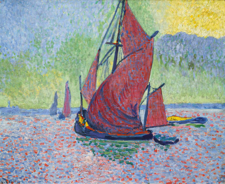 安德烈·德朗海上红色帆船油画