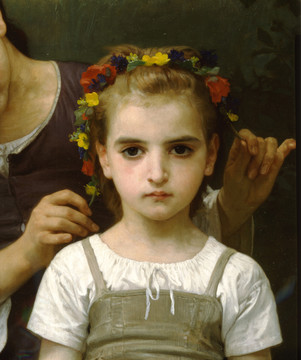 威廉·阿道夫·布格罗戴花环小女孩油画