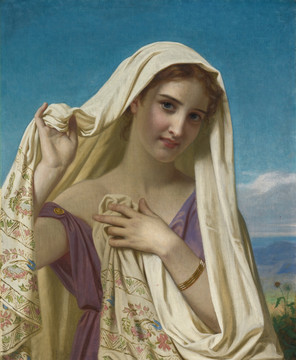威廉·阿道夫·布格罗戴头巾的女人油画